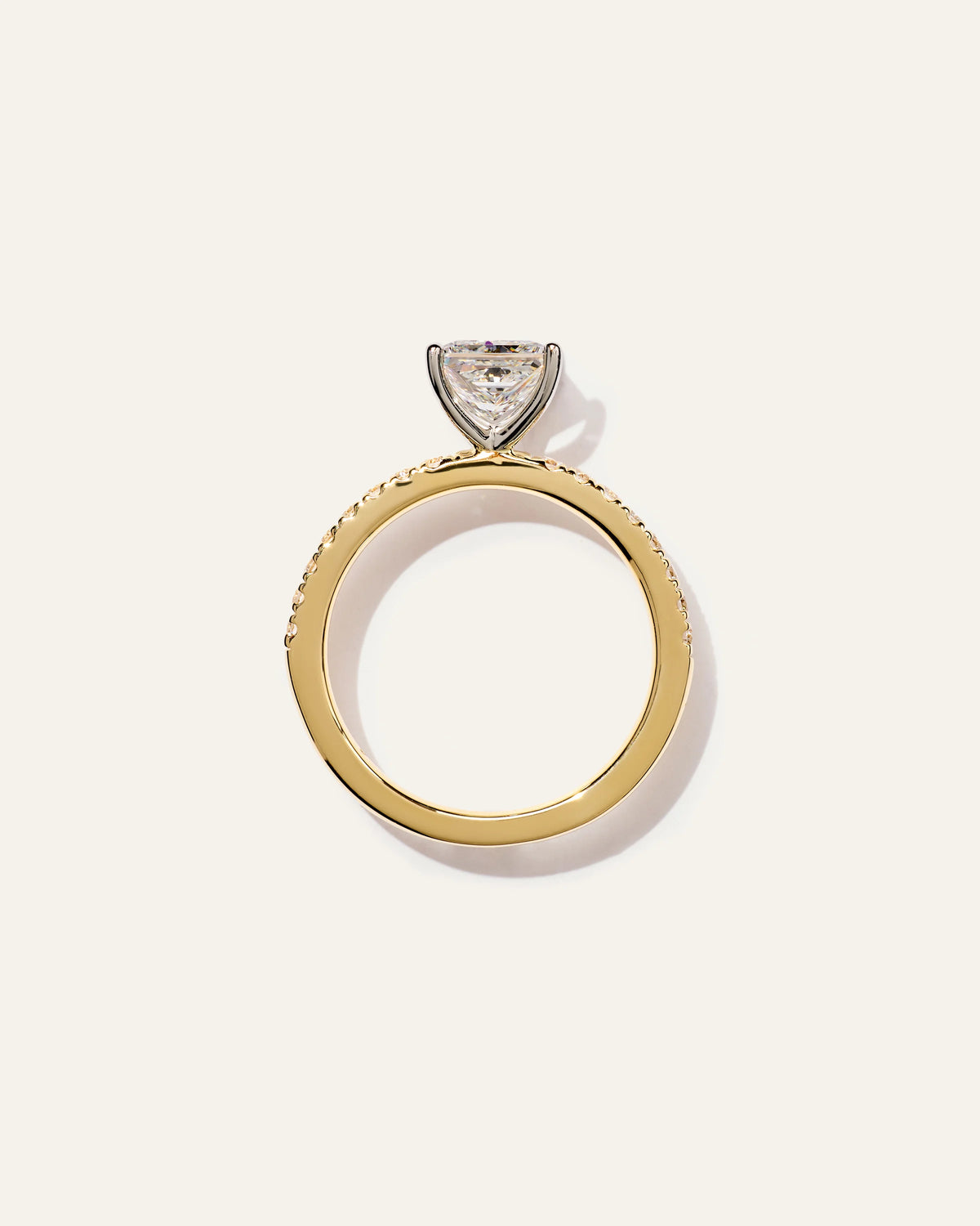 Lab Grown Diamond Princess Petite Pave Engagement Ring - 1.5ct - 4 / Yellow Gold