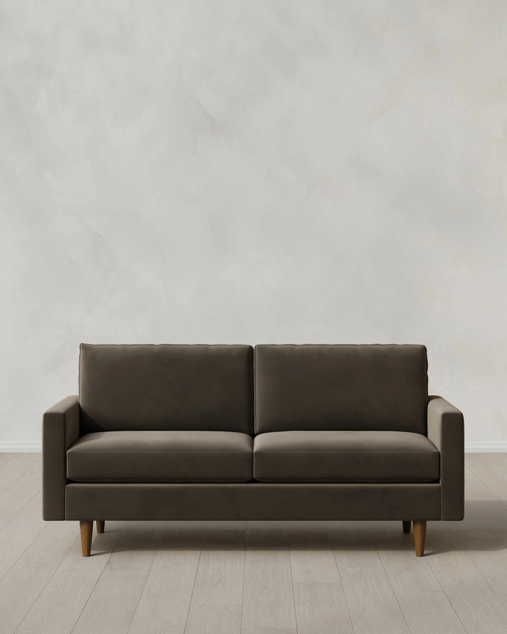Atlas Midcentury Sofa in Performance Velvet - 6ft / Ivory