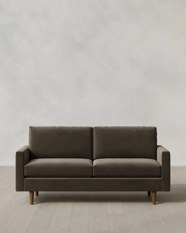 Atlas Midcentury Sofa in Performance Velvet - 6ft / Ivory