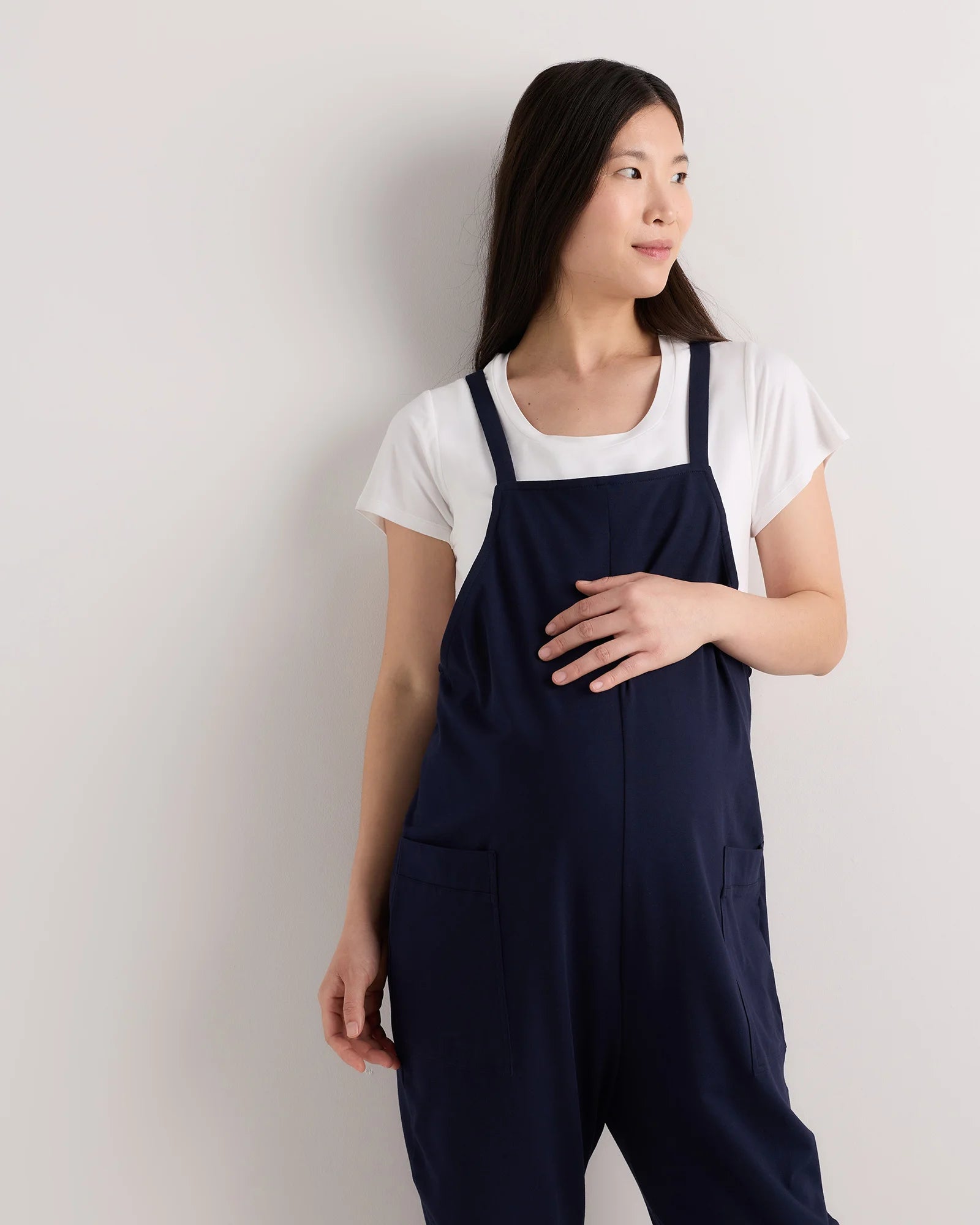 Organic Cotton Maternity Overalls - XS / Deep Navy Secondary image