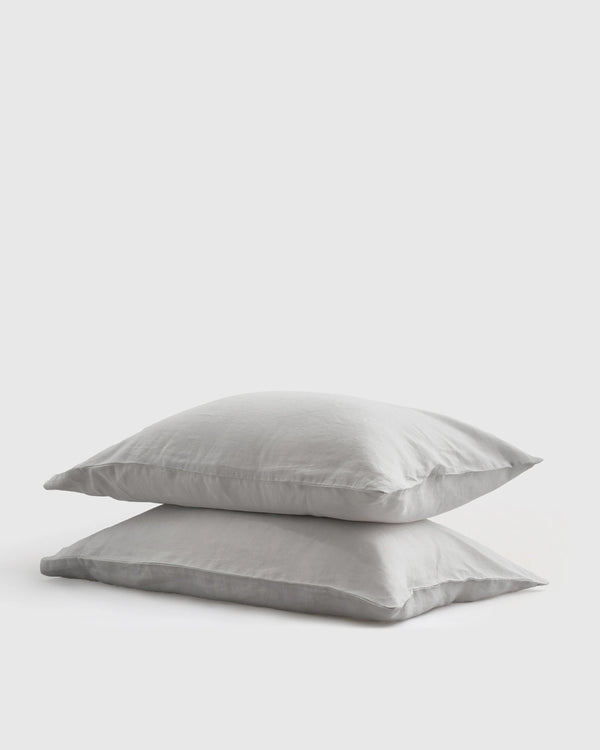European Linen Pillowcase Set - Standard / White