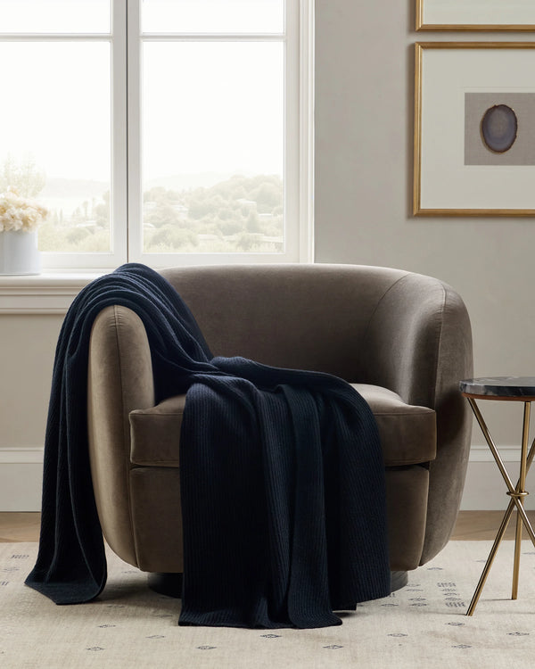 Ribbed Knit Cashmere Throw - 50x70 / Oatmeal