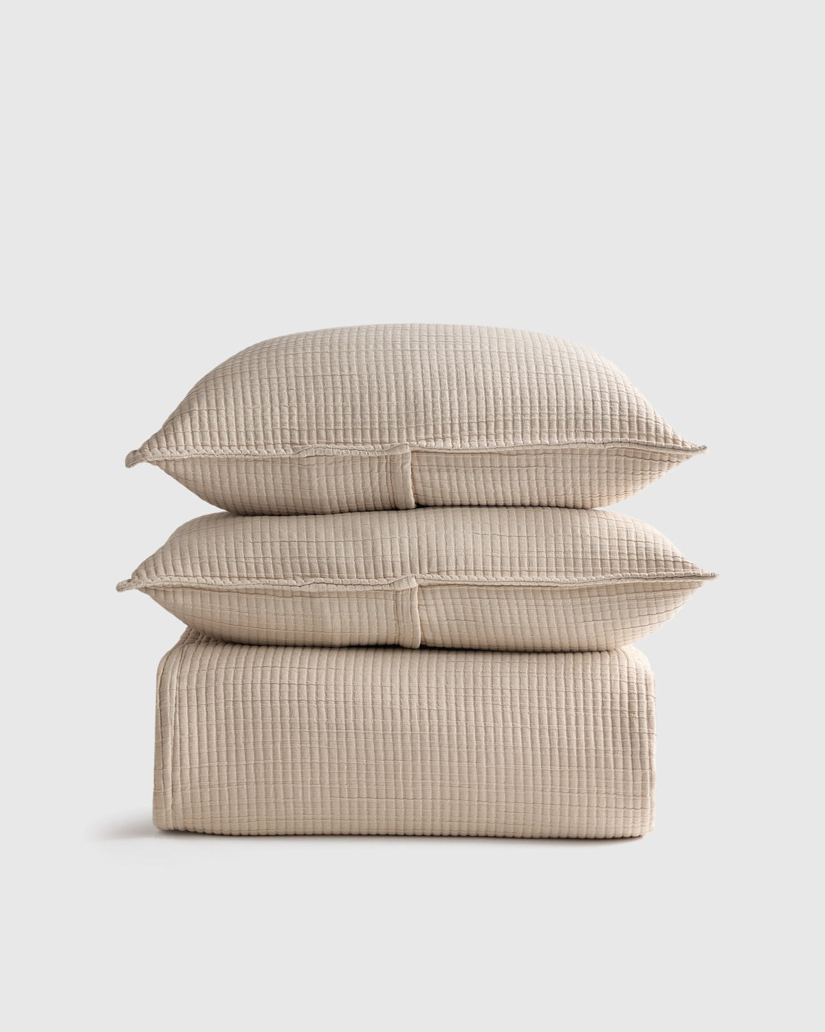Organic Ribbed Cotton Coverlet Set - Twin / Toffee Main image