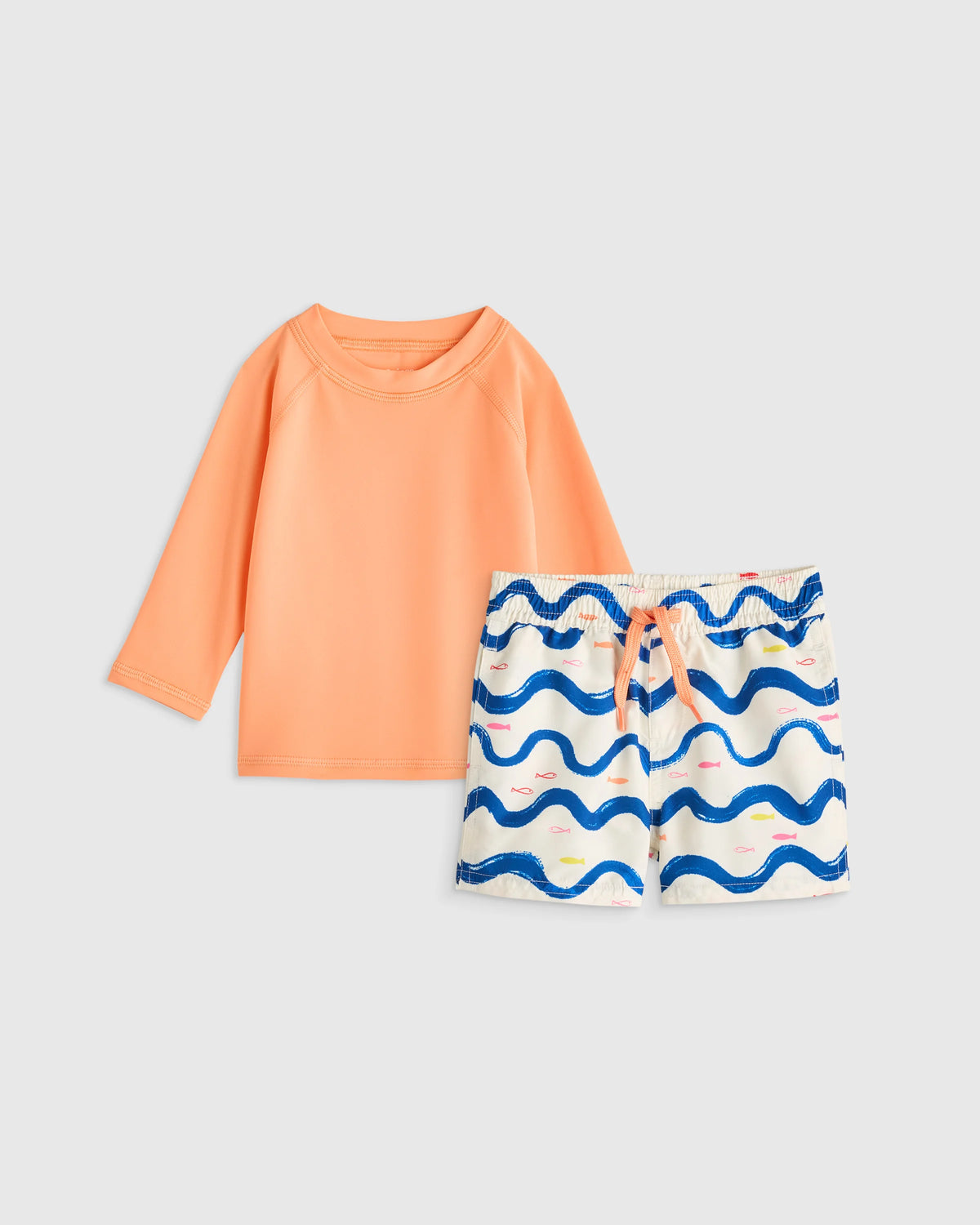 Swim Trunk and Rash Guard Set - 6-9M / Wavy Fish Main image