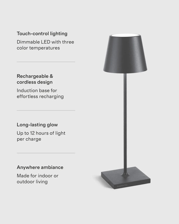 Poldina Pro Rechargeable Table Lamp by Zafferano - Regular / White