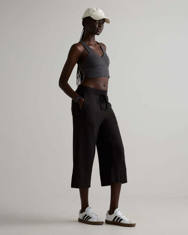 SuperSoft Fleece Cropped Wide Leg Pants - XS / Dried Fig