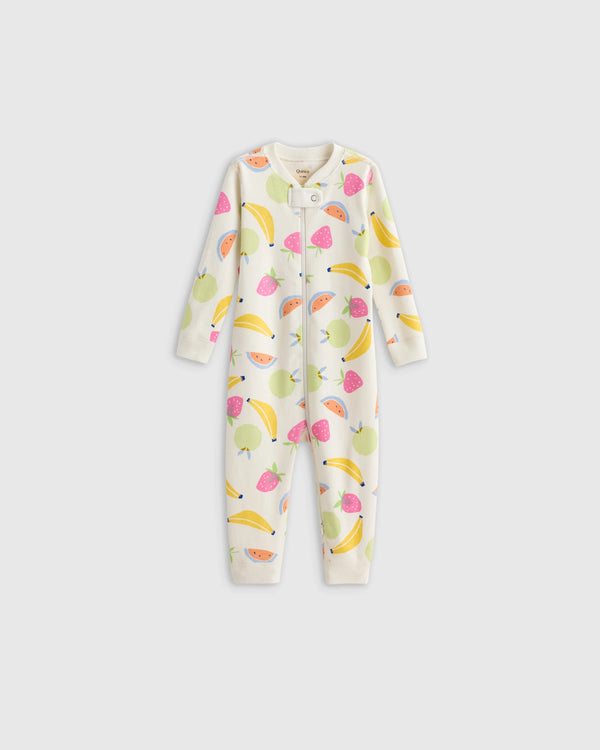 100% Organic Cotton One Piece Pajama - 0-3M / Navy Stripe