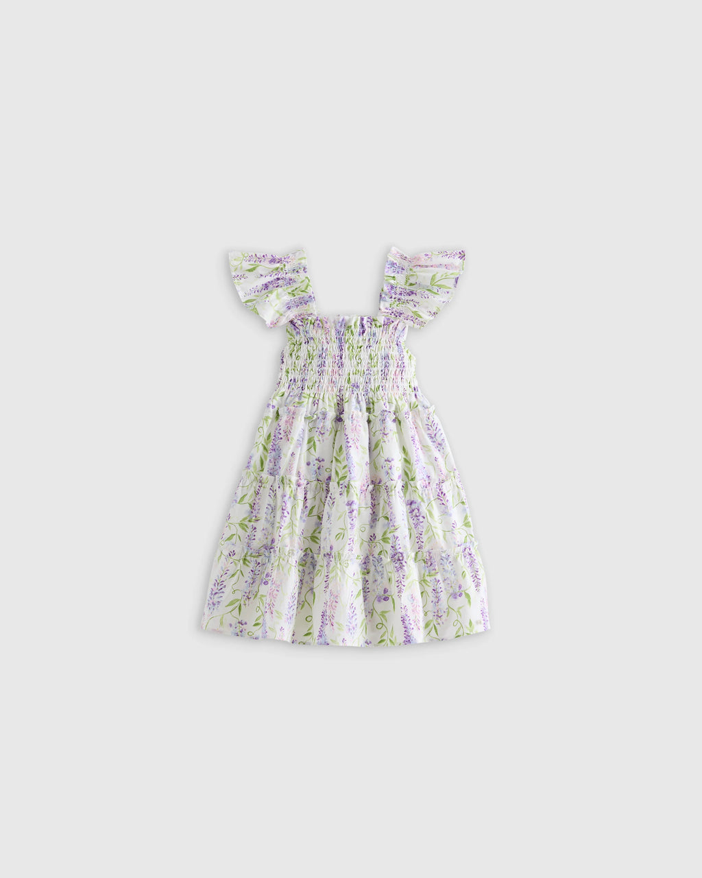 100% Organic Cotton Poplin Smocked Dress - 3-6M / Wisteria Floral