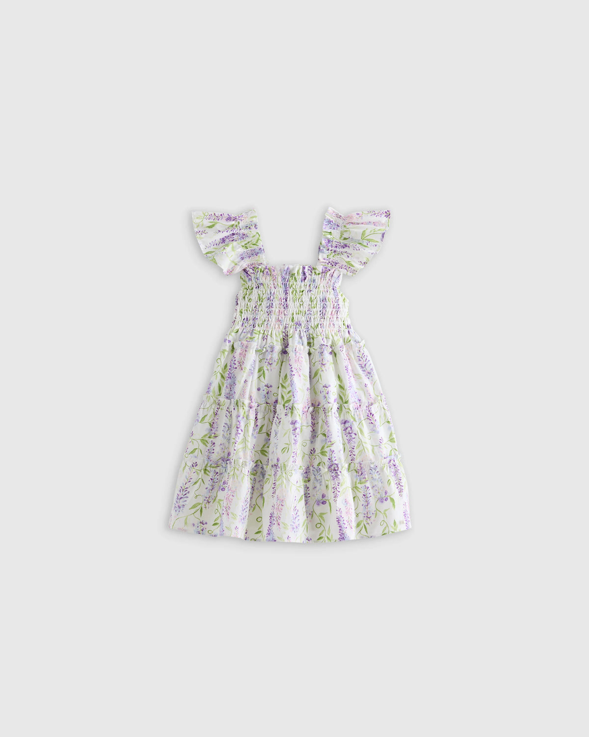 100% Organic Cotton Poplin Smocked Dress - 3-6M / Wisteria Floral Main image