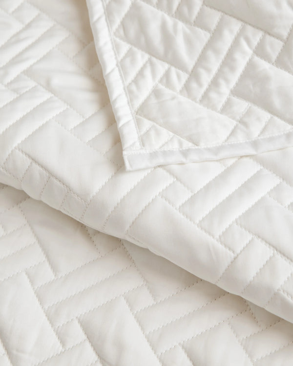 Organic Cotton Basketweave Quilt Set - Twin / Mineral