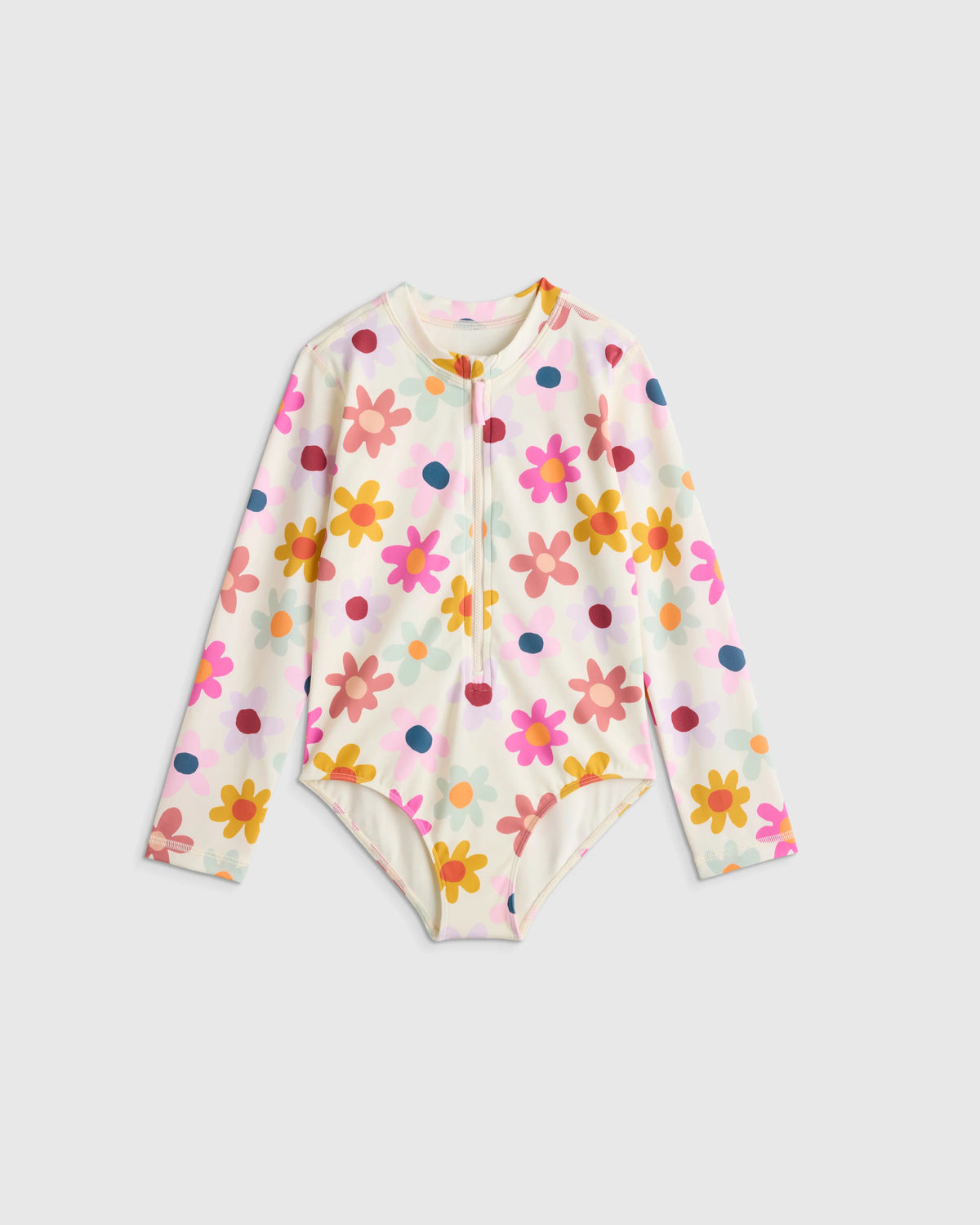 Long Sleeve Zip-Up Swimsuit - 6 / Happy Floral Main image
