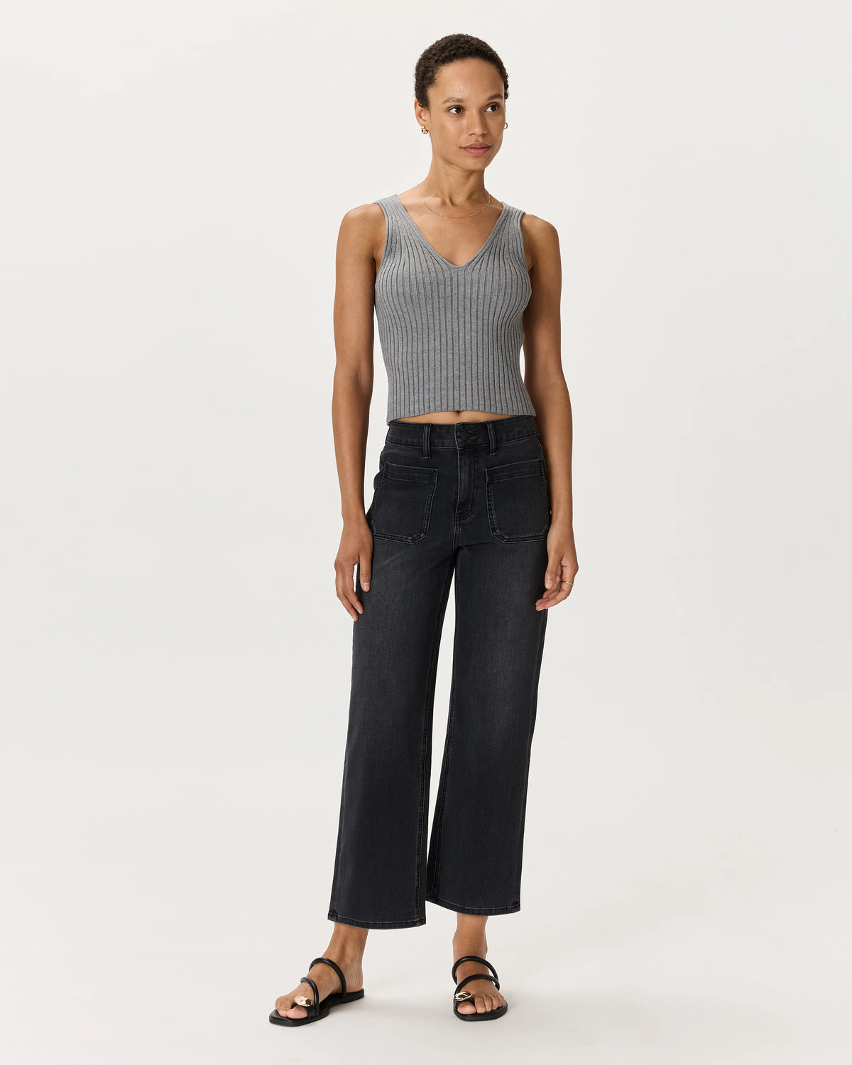 Bella Stretch Patch Pocket Wide Leg Jeans - 24 / Seaside Blue