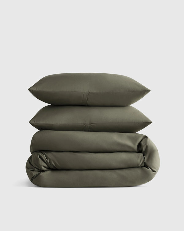 Organic Crisp Percale Duvet Cover Set - Twin / Espresso