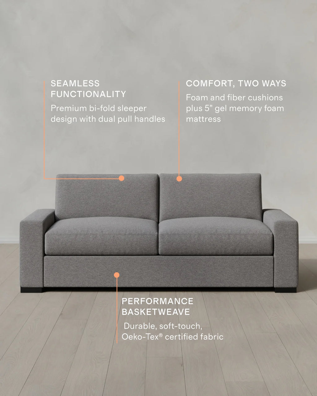 Stillman Sleeper Sofa in Performance Basketweave - Queen / Flax