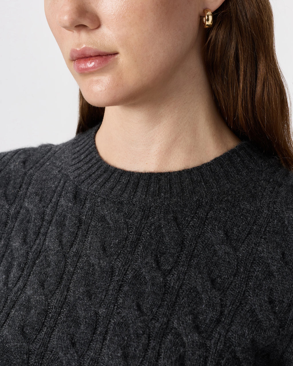 Mongolian Cashmere Shrunken Cable Crewneck Sweater - XS / Varsity Red