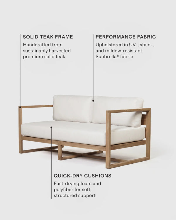 Linear Solid Teak Outdoor Sofa - 65" / Natural Teak