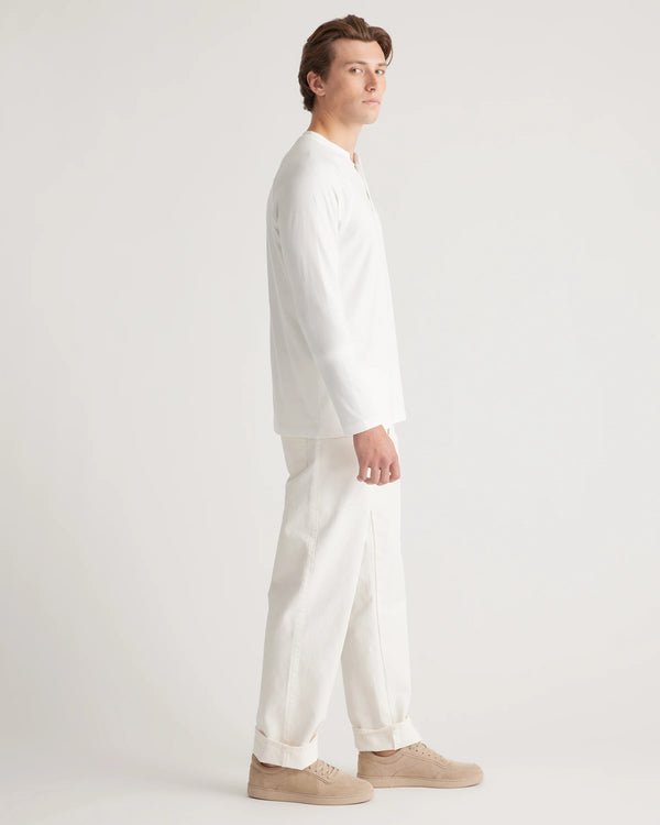 Cotton Modal Long Sleeve Henley Tee - S / Heather Grey