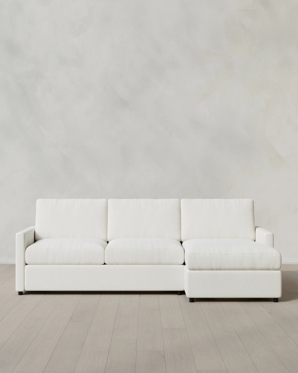 Brennan Performance Chenille Linen Blend Chaise Sectional - Right Arm / Snow