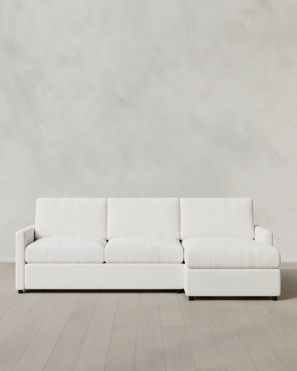 Brennan Performance Chenille Linen Blend Chaise Sectional - Right Arm / Snow