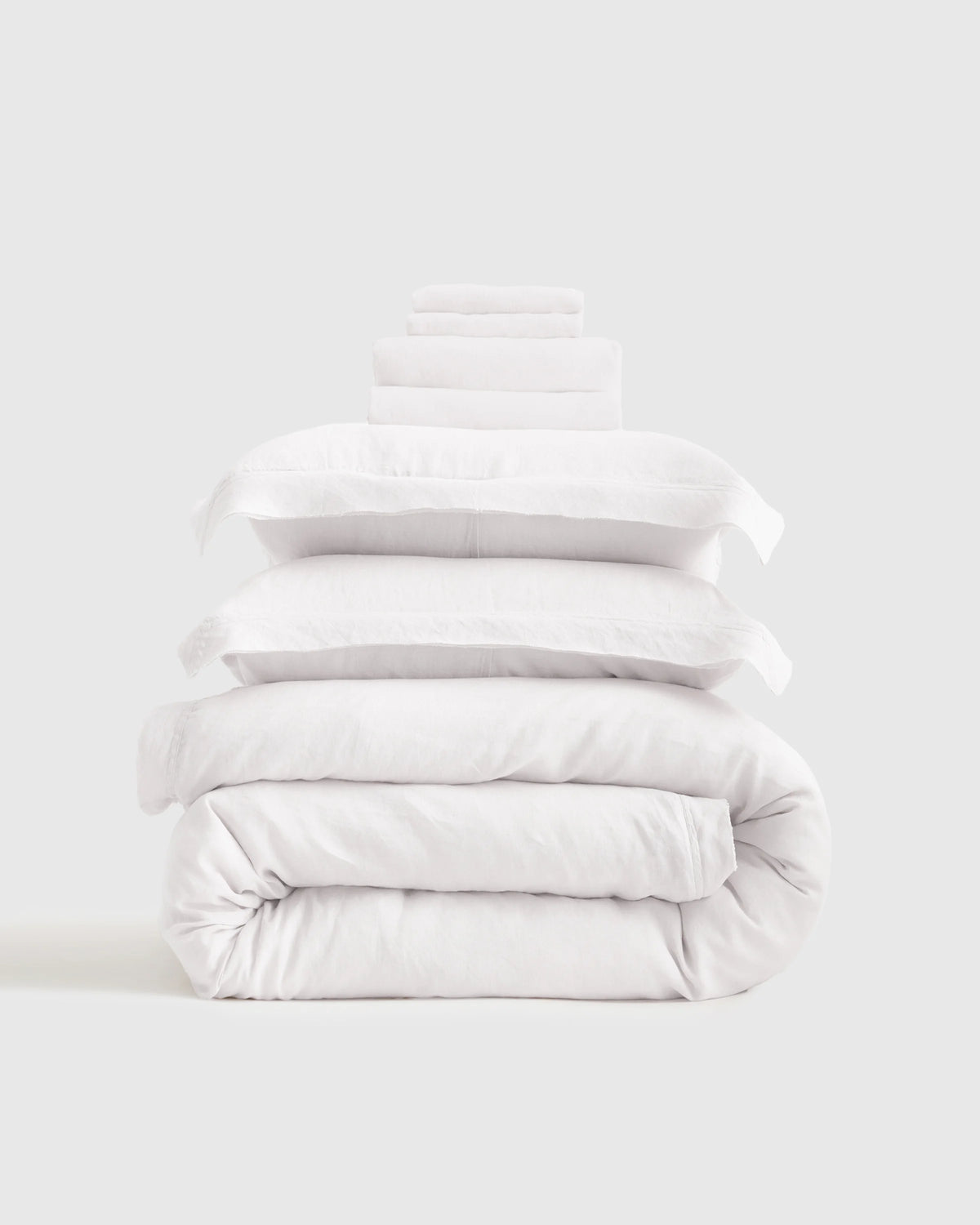 European Linen Double Flange Deluxe Bedding Bundle - Twin / White Main image