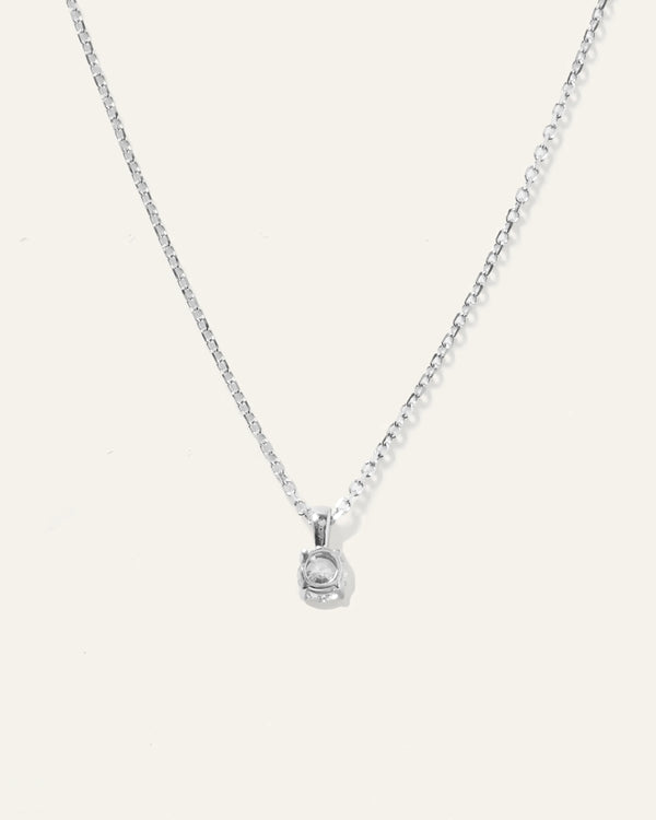 14k Gold Natural Diamond Solitaire Necklace - One Size / Yellow Gold