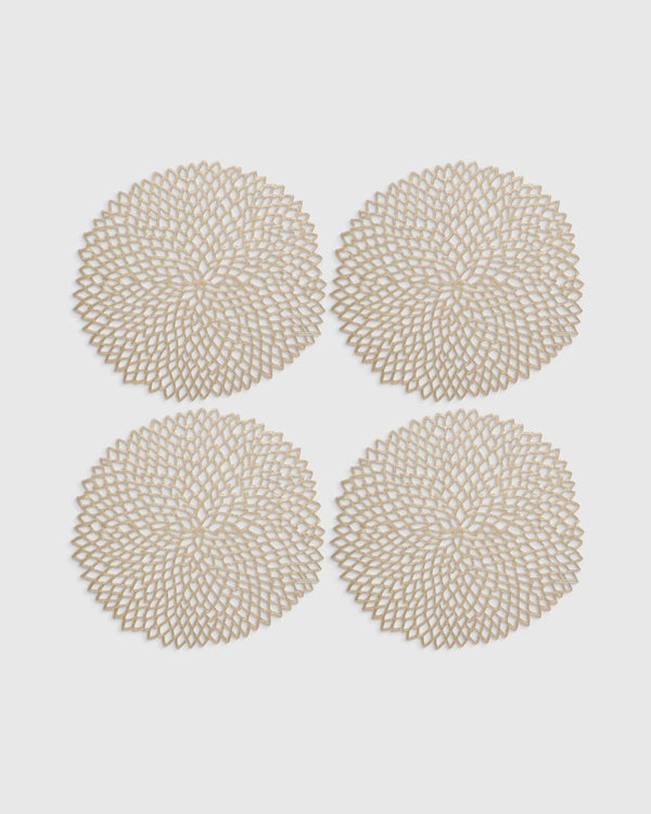 Pressed Dahlia Placemats, Set of 4 by Chilewich - One Size / Brass