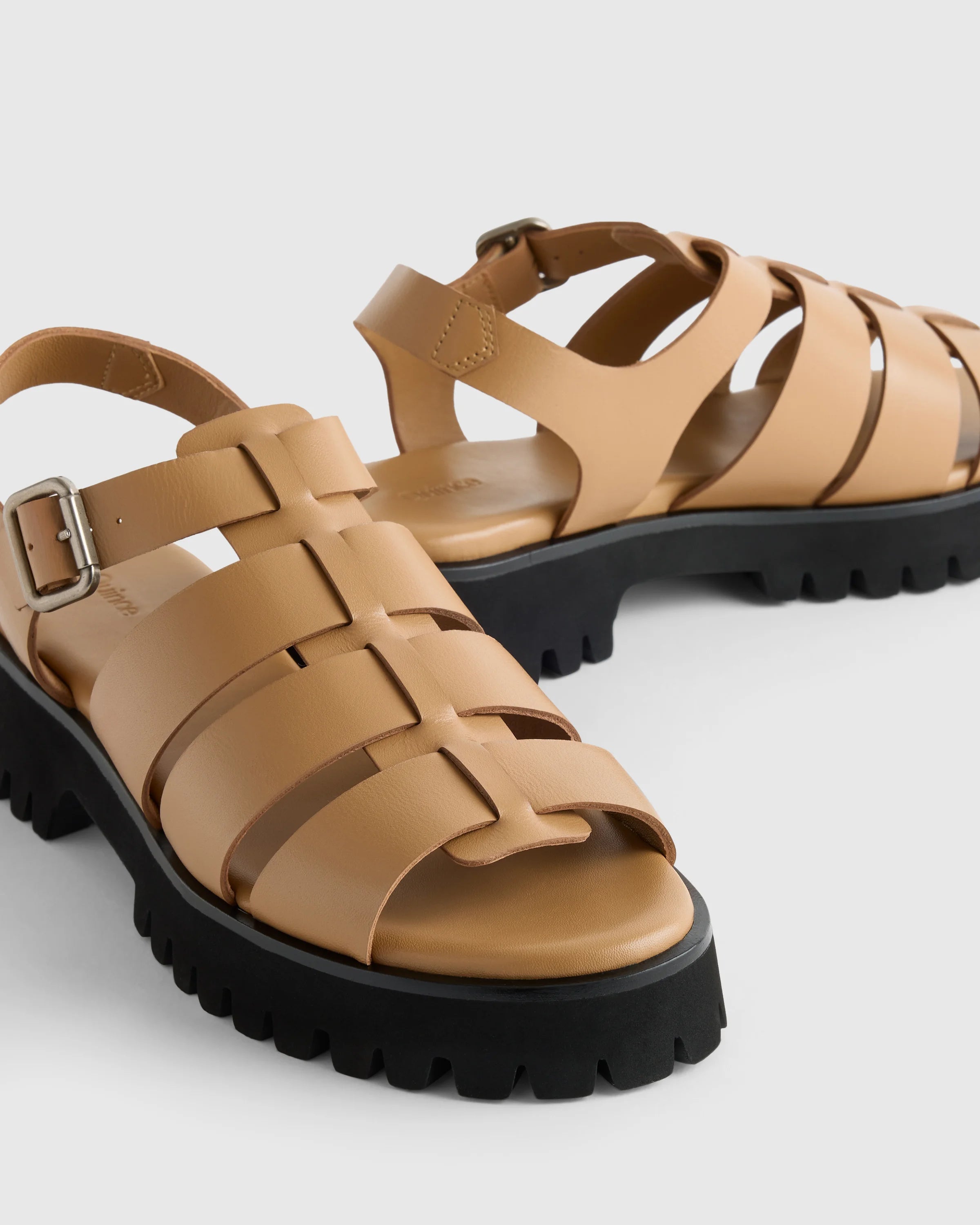 Italian Leather Lug Sole Fisherman Sandal - 5 / Cashew Secondary image
