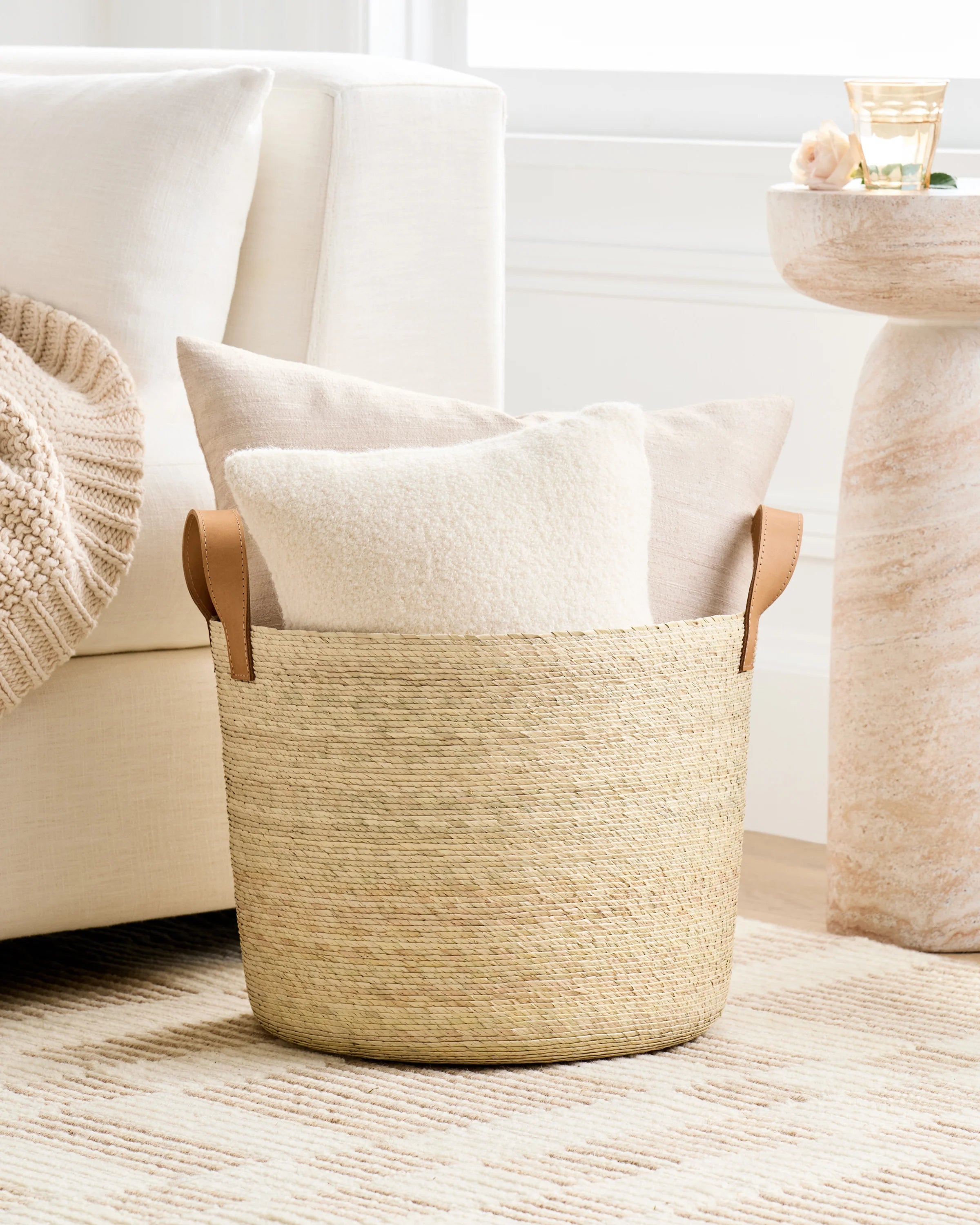 Handwoven Round Palm Baskets (Set of 2) - Medium / Natural Secondary image