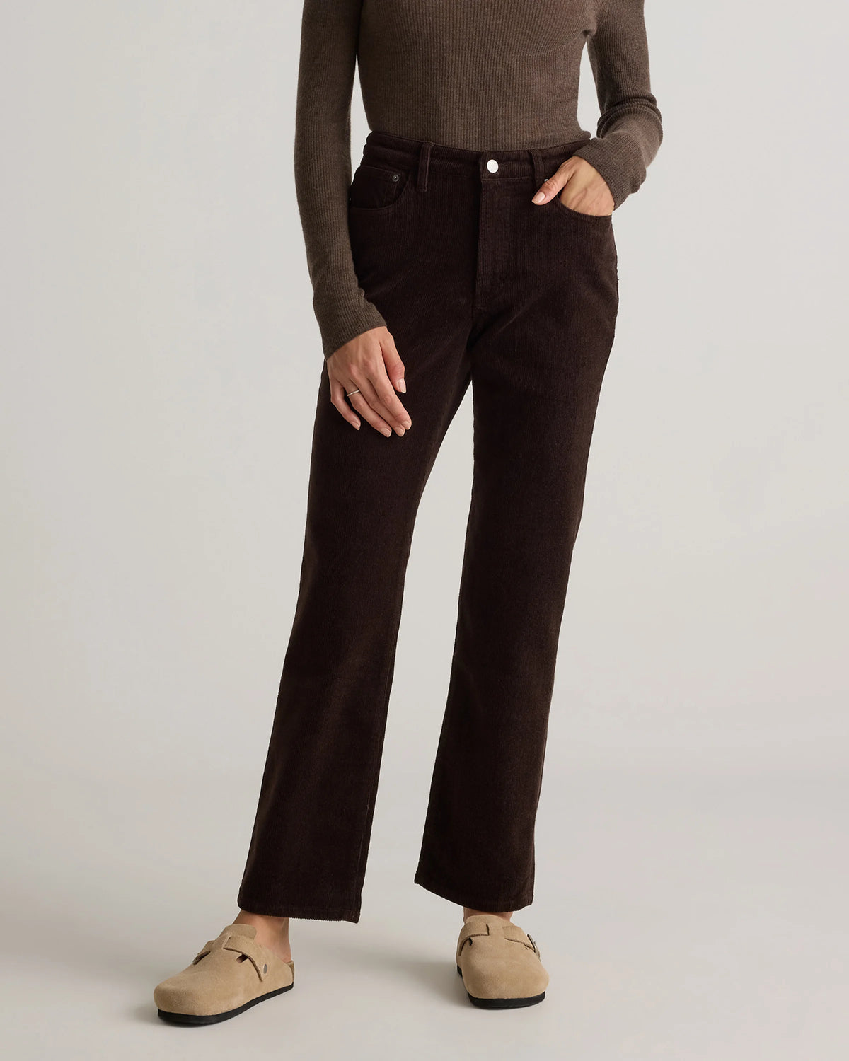 Organic Stretch Corduroy Straight Leg Pants - 0 / Espresso Main image