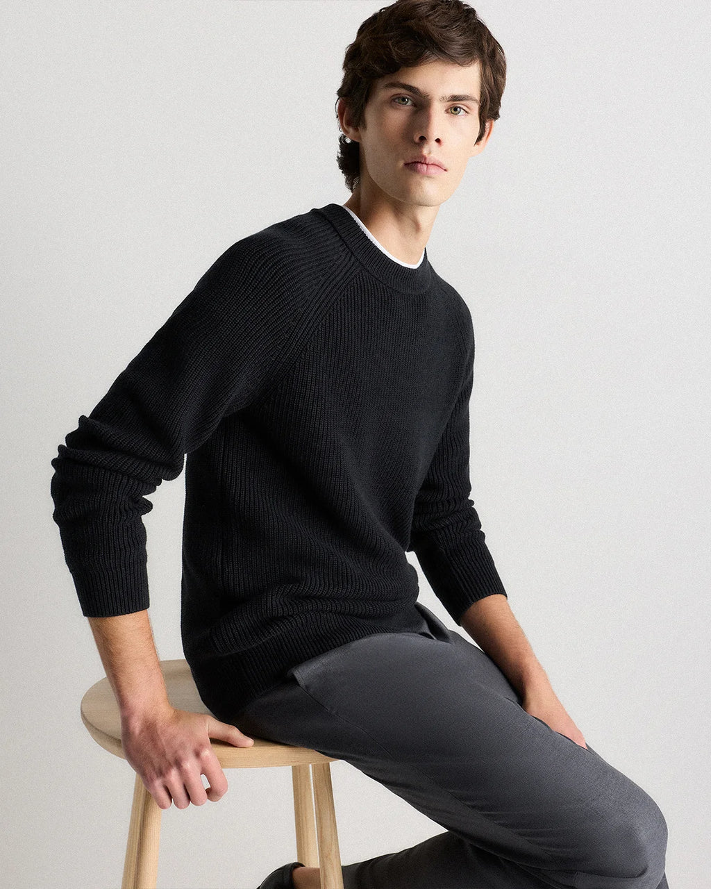 100% Organic Cotton Ribbed Crewneck Sweater - XS / Bahia Blue