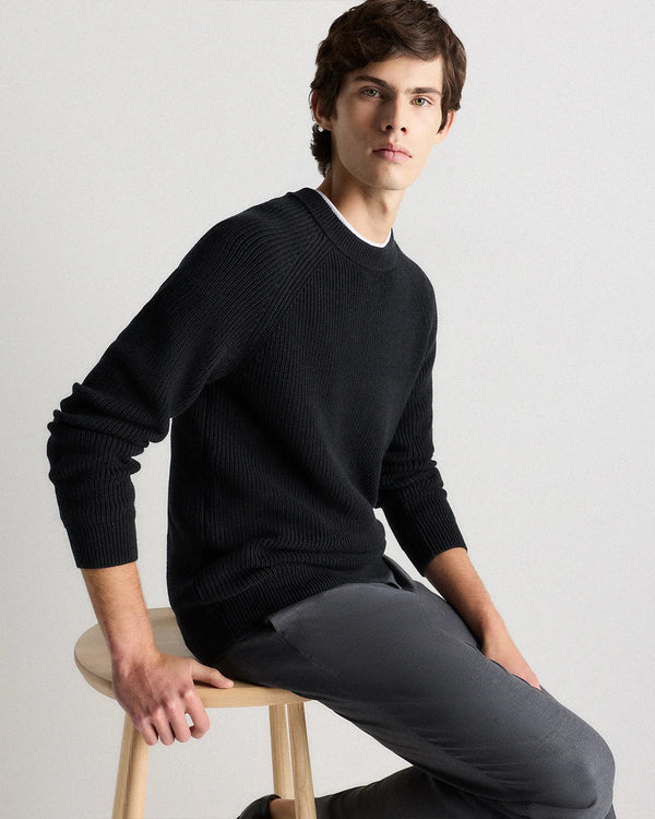 100% Organic Cotton Ribbed Crewneck Sweater - XS / Bahia Blue