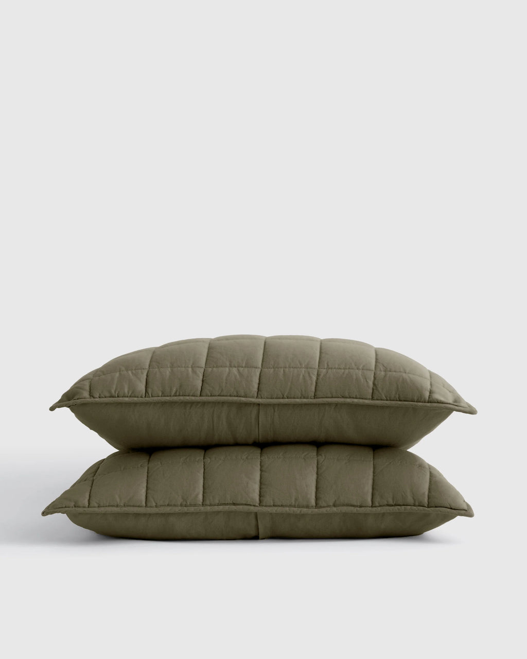 European Linen Box Quilted Sham Set - Standard / White