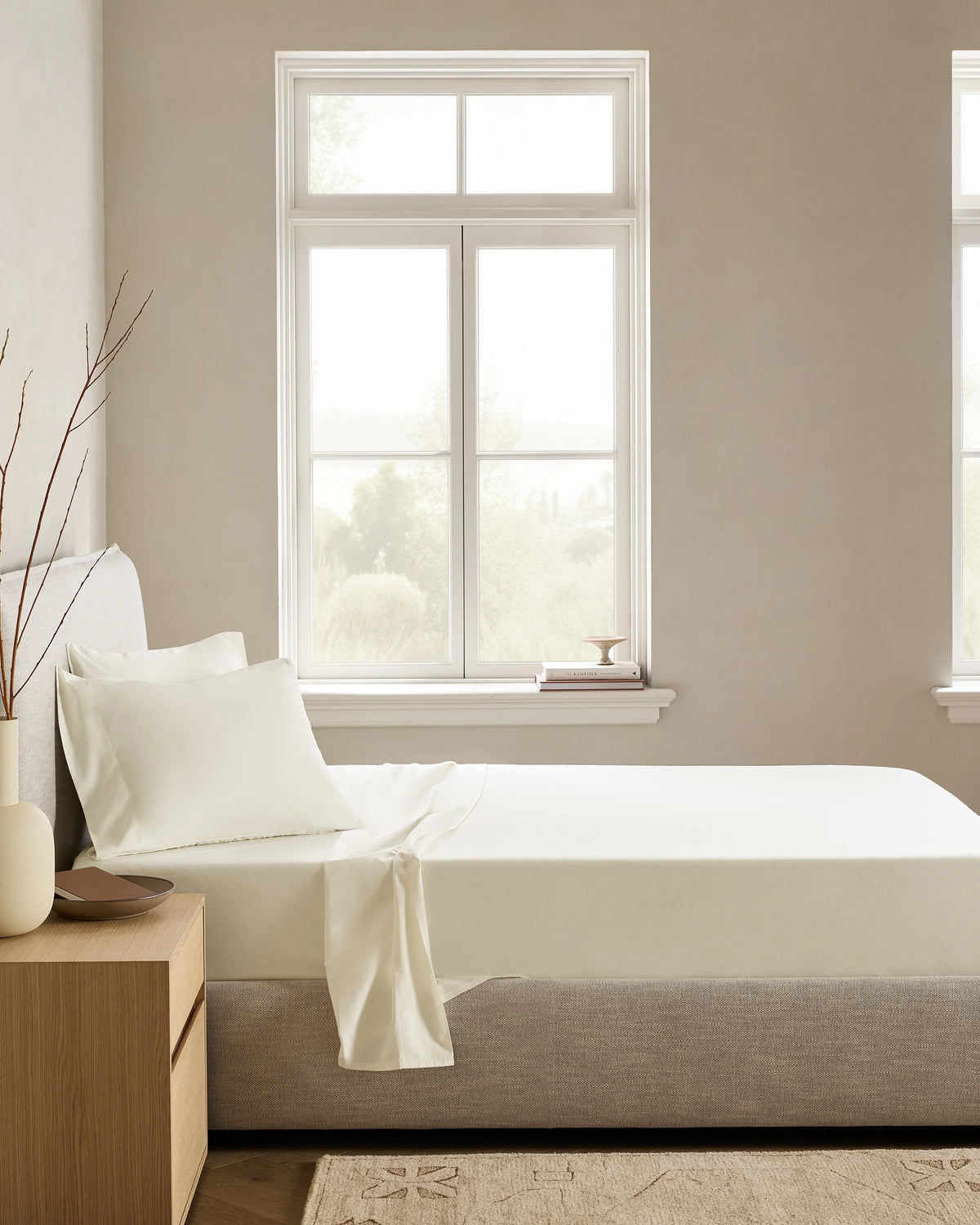 Organic Crisp Percale Deluxe Bedding Bundle - Twin / White