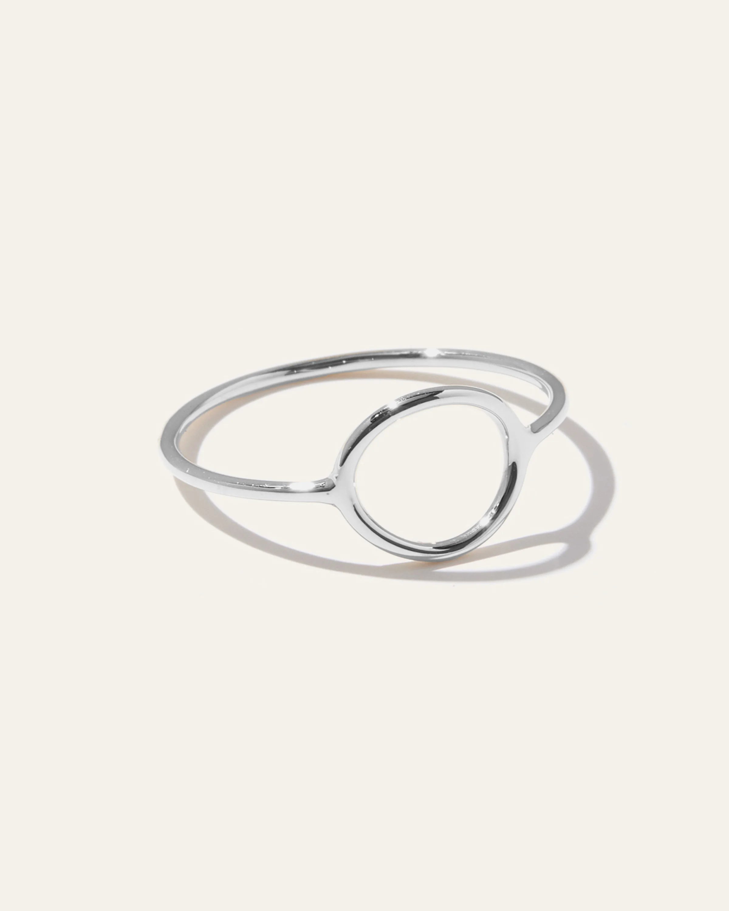 14K Gold Circle Ring - 4 / White Gold Secondary image