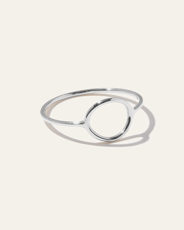 14K Gold Circle Ring - 4 / White Gold