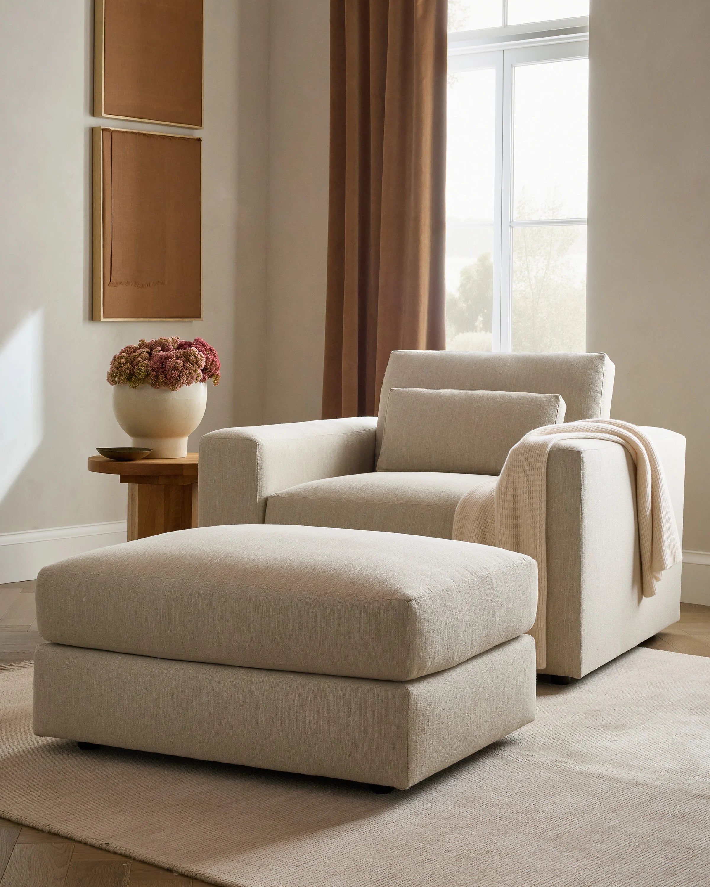 Ashford Deep Seat Ottoman in Performance Basketweave - One Size / Navy Secondary image