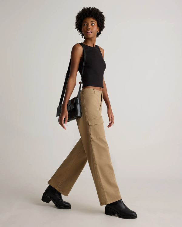 Organic Stretch Cotton Twill Cargo Pants - 0 / Light Khaki