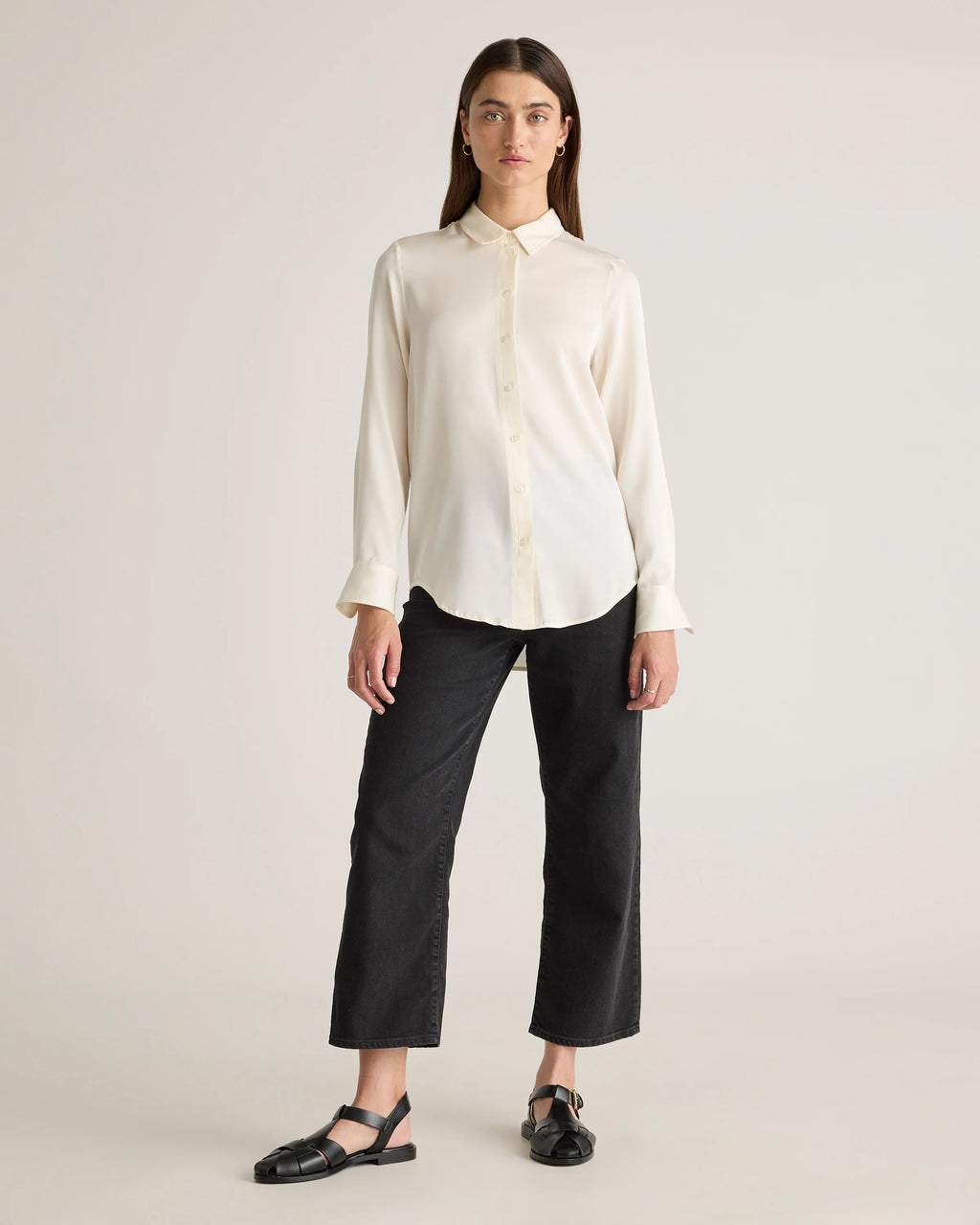Washable Stretch Silk Blouse - XS / Moonstone Blue
