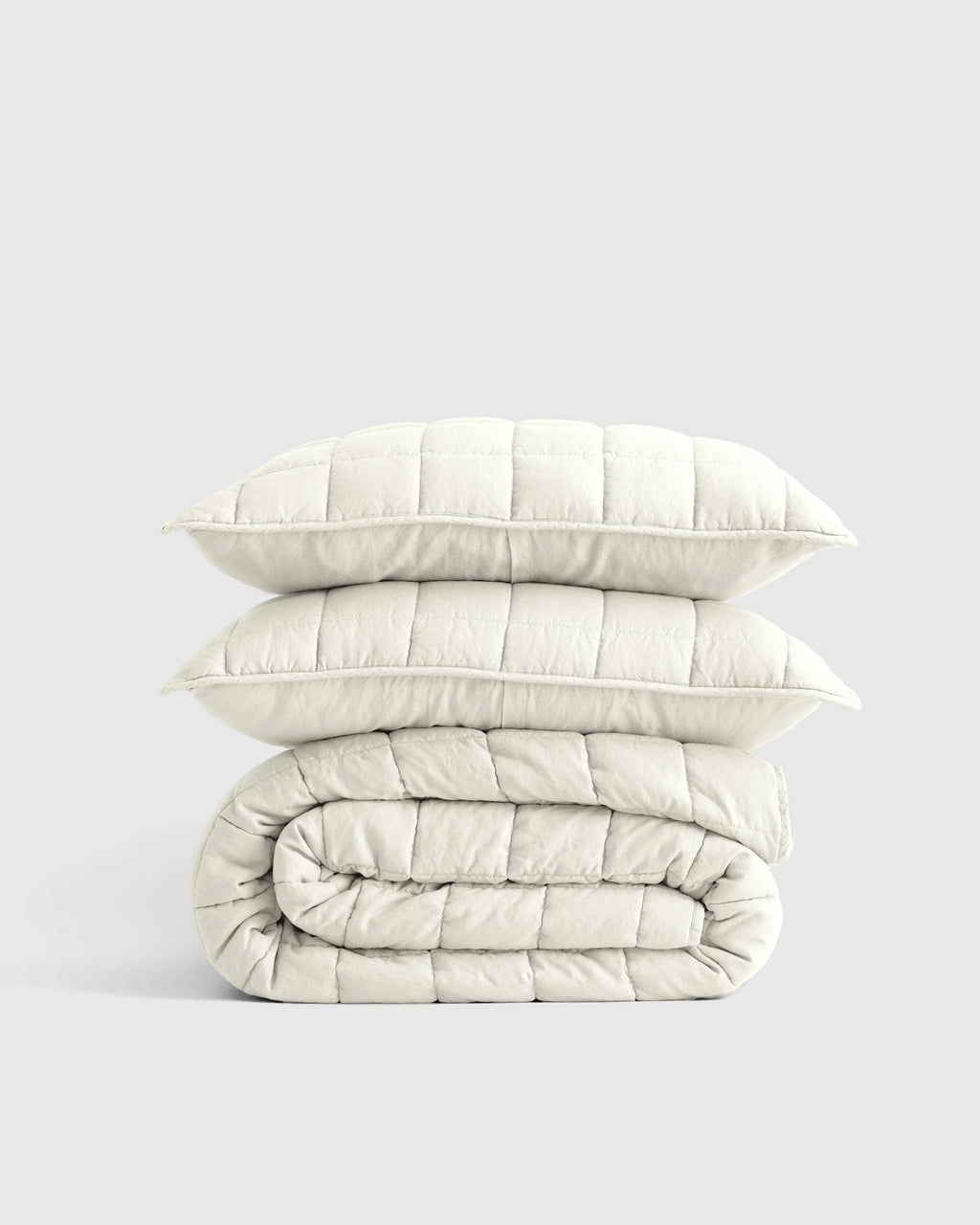 European Linen Box Quilt Set - Twin / Dusty Olive