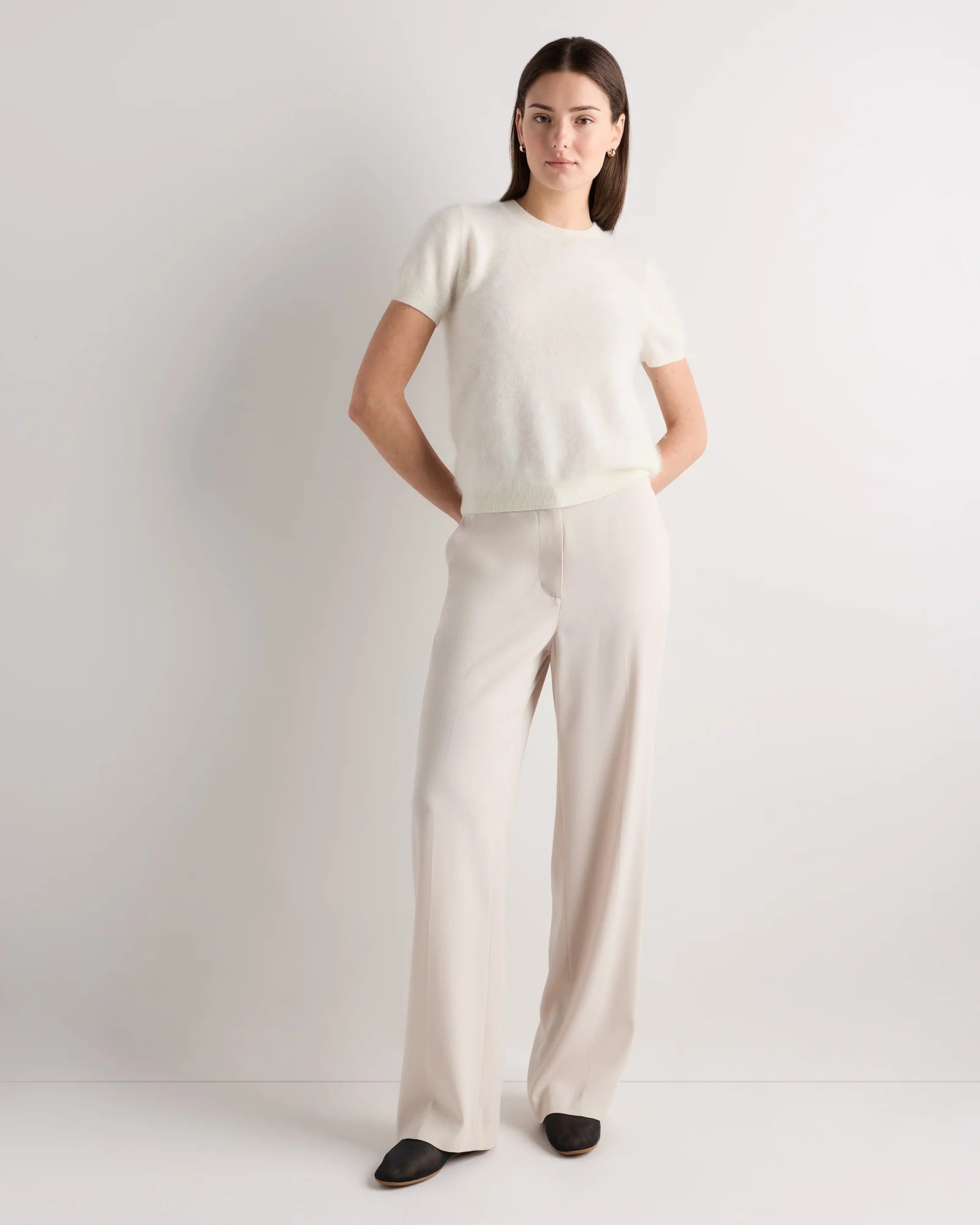 Women's Brushed Cashmere Tee - XS / Ivory Secondary image