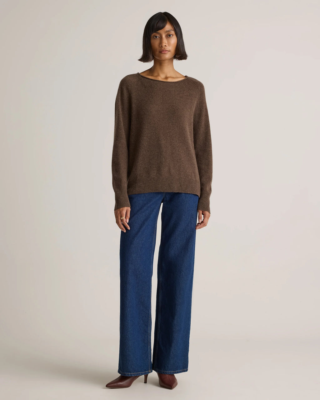 Mongolian Cashmere Boatneck Sweater - XS / Black