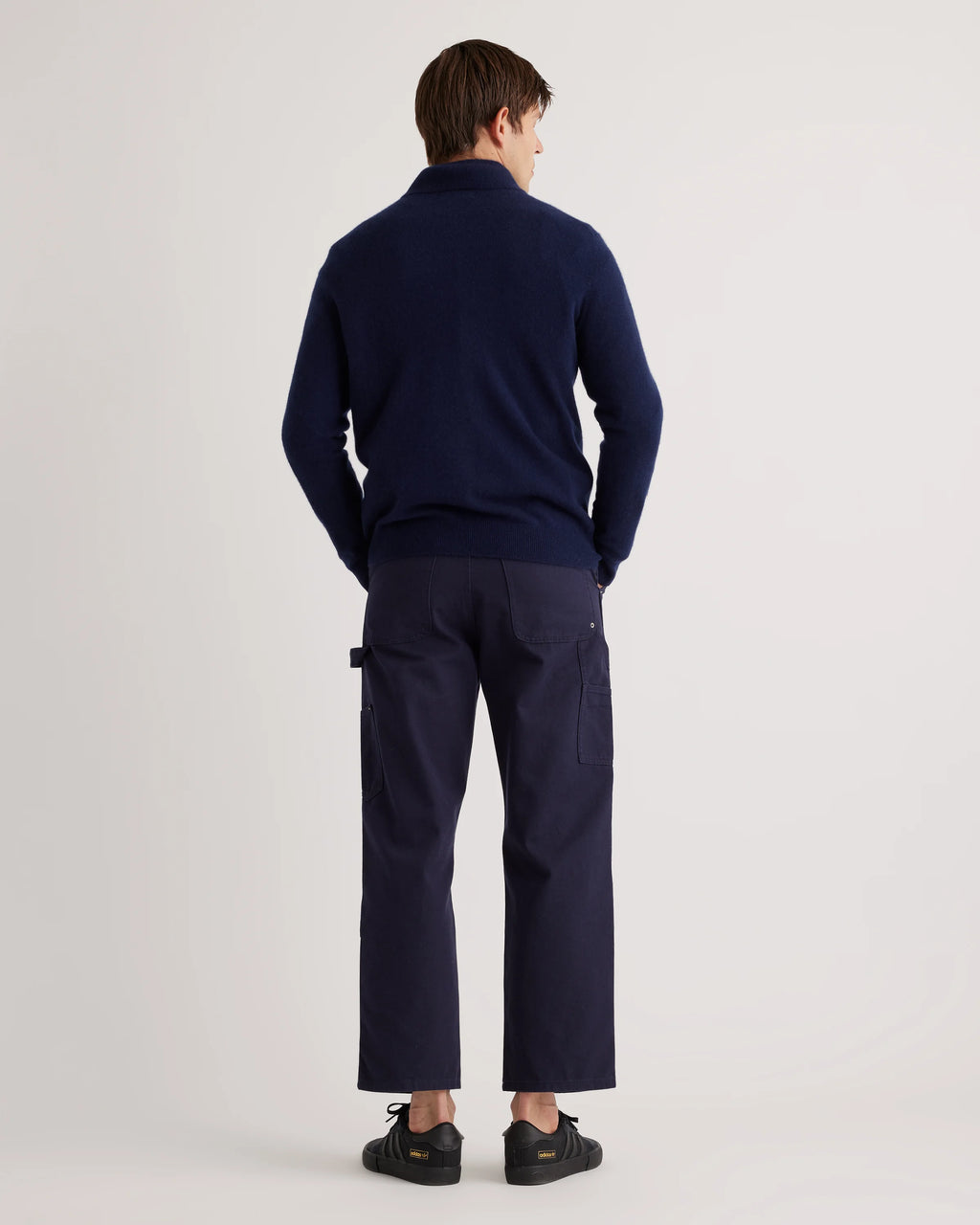 Mongolian Spring Cashmere Quarter Zip Sweater - S / Navy