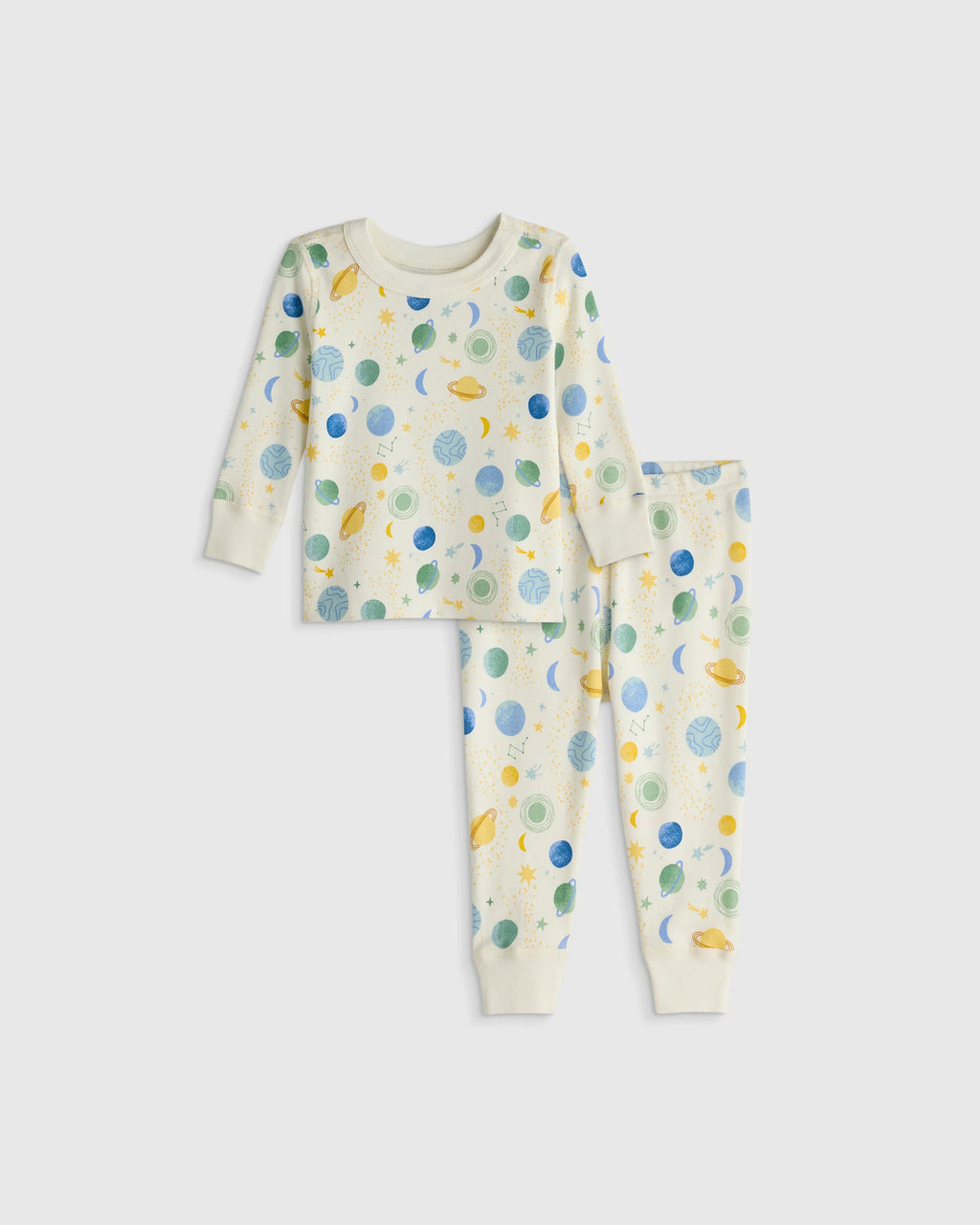 100% Organic Cotton Long Sleeve and Pant Pajama Set - 12-18M / Navy Stripe