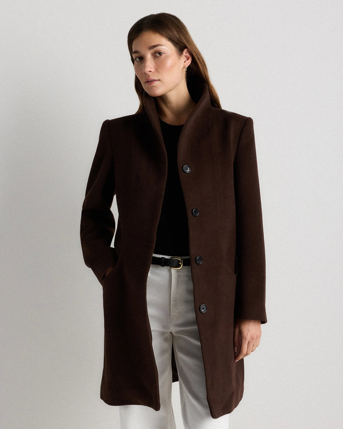 Wool Cashmere Cocoon Coat - XS / Dark Chocolate Main image