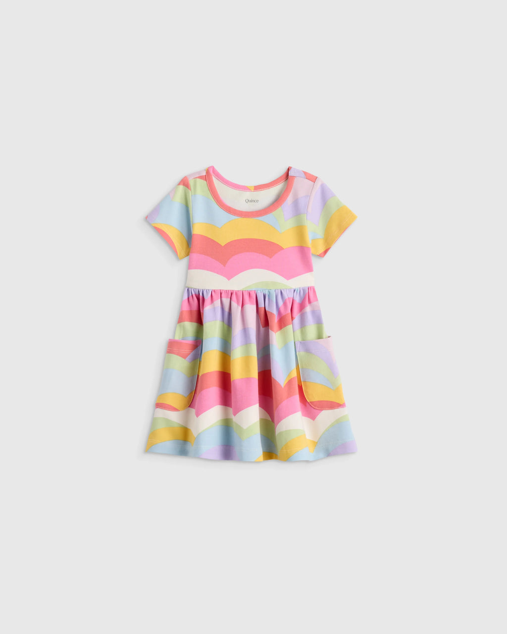 Organic Cotton Fit and Flare Pocket Dress - 12-18M / Cloud Rainbow Stripe