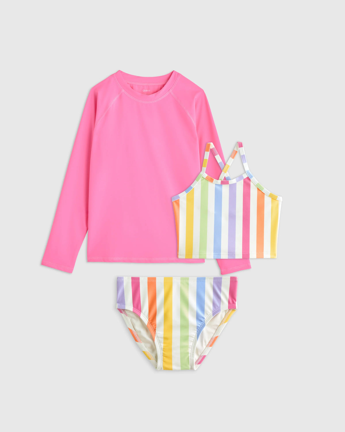 Tankini and Long Sleeve Raglan Rash Guard Set - 6 / Rainbow Stripe Main image