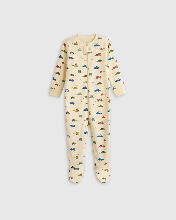 100% Organic Cotton Footie Pajama - 0-3M / Vehicles