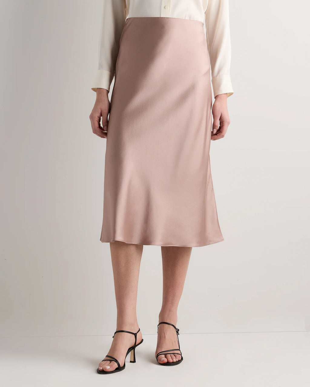 100% Washable Silk Skirt - XS / Champagne