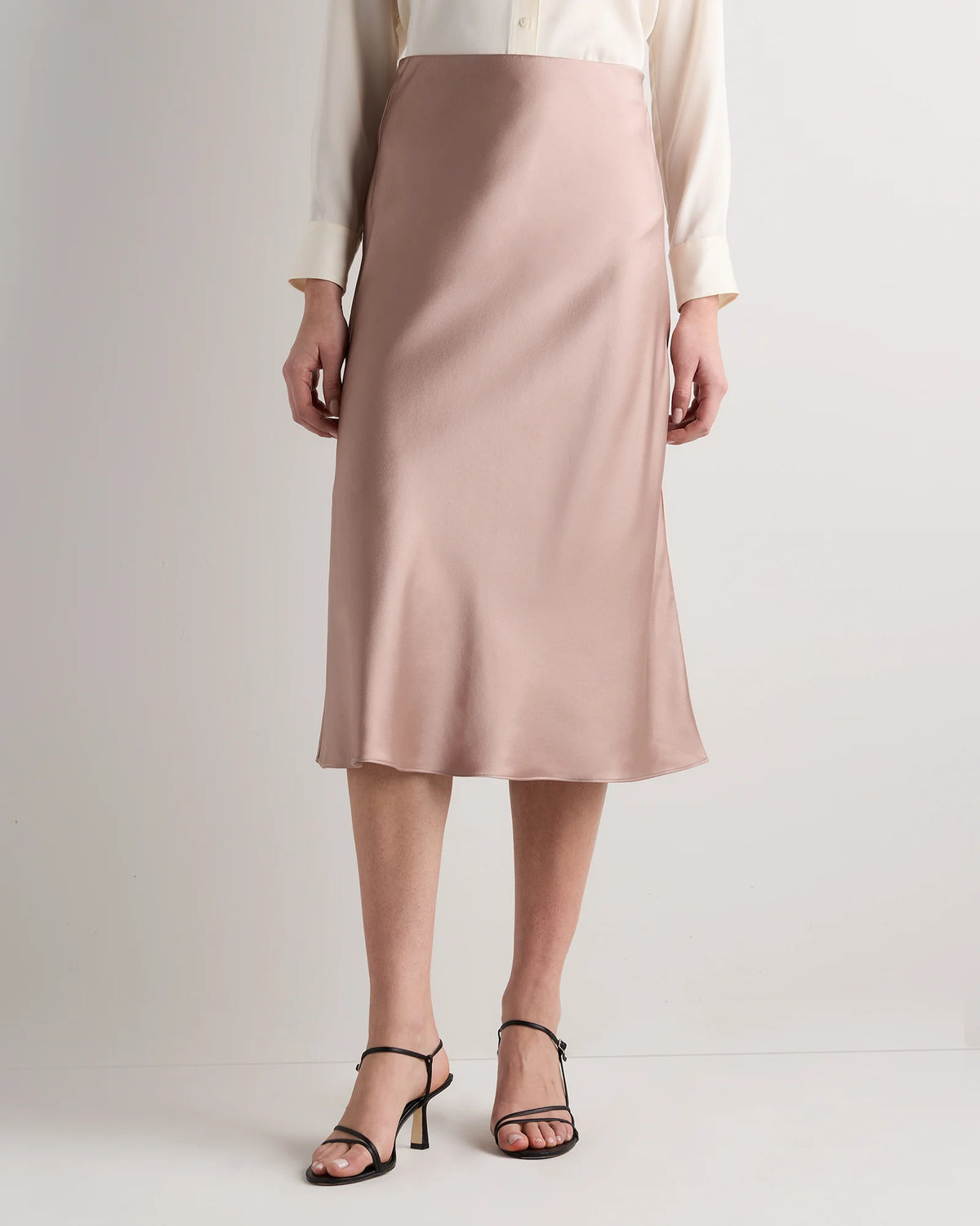 100% Washable Silk Skirt - XS / Champagne