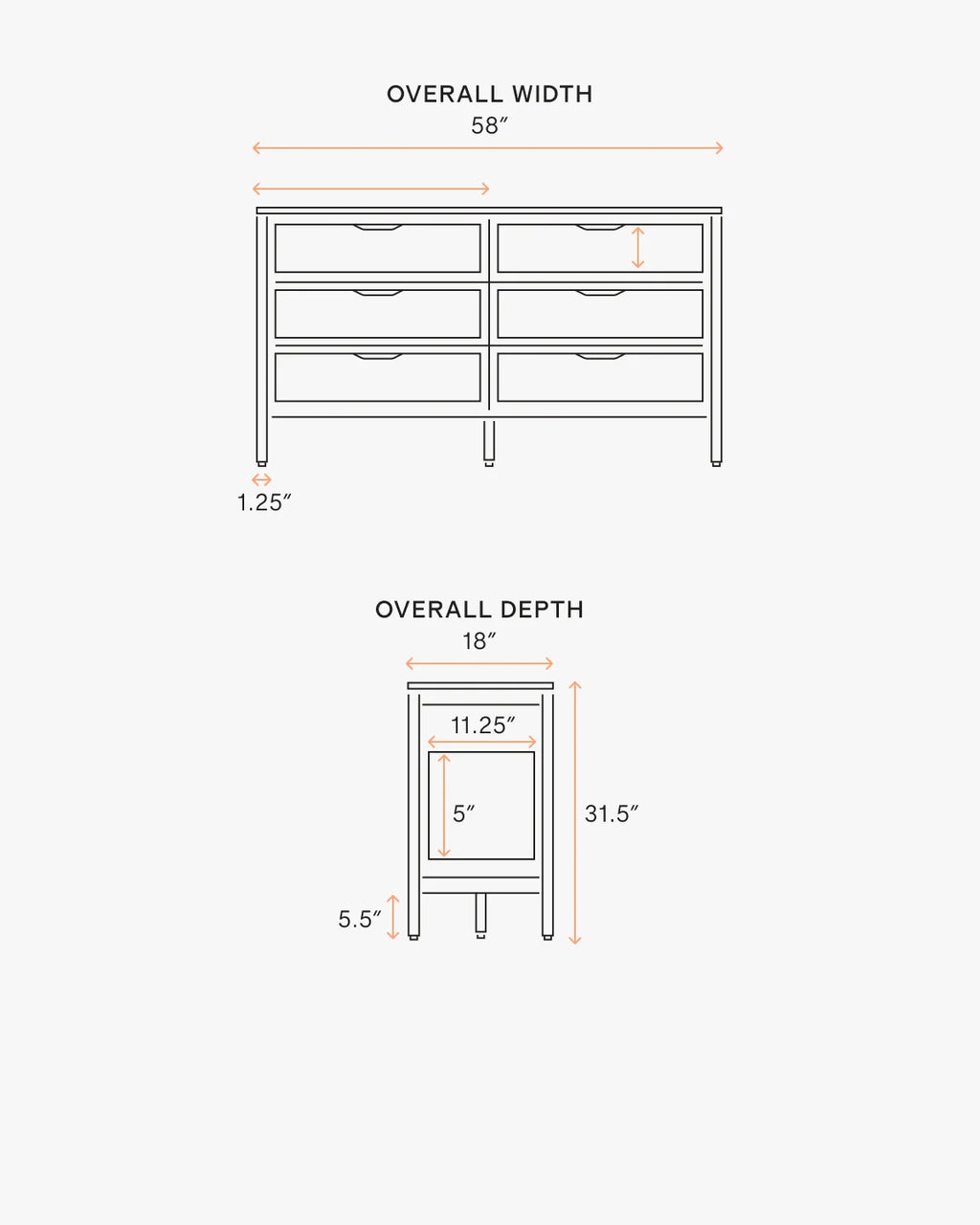 Solid Wood and Natural Rattan 6-Drawer Dresser - One Size / Natural